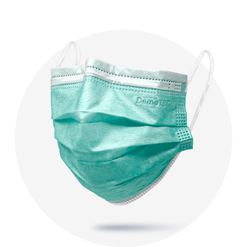 Green, ASTM Level 3 Disposable Face Mask with Earloops, (Box of 50), Size: Regular
